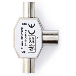 NEDIS koaxiální rozbočovač/ 2x IEC (koaxiální) zástrčka - IEC (koaxiální) zásuvka/ kov/ BOX