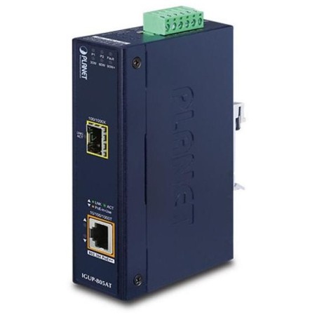 Planet IGUP-805AT PoE++ konvertor 802.3bt 95W, 1x 1000Base-T, 1x SFP 100/1000Base-X, dual power 12-56VDC, -40 až 75st.