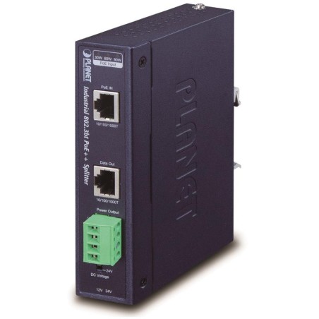 Planet IPOE-173S, Ultra PoE průmyslový splitter 802.3bt do 70W, výstup 12V/24VDC, 1Gb, DIN, IP30, -40~75st., PoH
