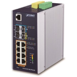 Planet IGS-6325-8UP2S2X průmyslový L3 switch, 8x1Gb, 2x2.5Gb SFP, 2x10Gb SFP+, 90/360W, 48-54VDC, -40~75°C, fanless