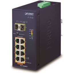 Planet IGS-1020PTF Průmyslový L2 PoE switch, 8x1Gb + 2xSFP, 802.3at 30/240W, IP30, -40~+75°C, 48-56VDC