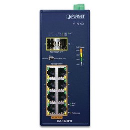 Planet IGS-1020PTF Průmyslový L2 PoE switch, 8x1Gb + 2xSFP, 802.3at 30/240W, IP30, -40~+75°C, 48-56VDC