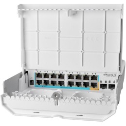 MikroTik netPower 15FR, 15x FE PoE in, 1x FE PoE out, 2x SFP, L5, venkovní