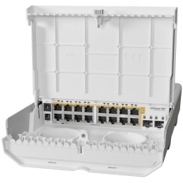 MikroTik netPower 16P, 16x GbE PoE+, 2x SFP+, L5, venkovní (PoE budget 300W)
