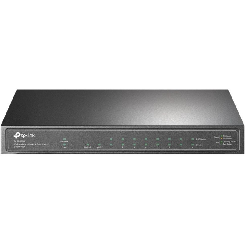 TP-Link TL-SG1210P - 10-portový Switch PoE+ s 8 gigabitovými porty POE+ a 1 gigabitový port + 1 SFP port