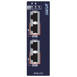 Planet IPOE-270 PoE průmyslový injektor, 2x port, 4x 1/2.5/5Gb, 2x 802.3bt 95/180W, DIN, IP30, -40~75°C, 48-56VDC