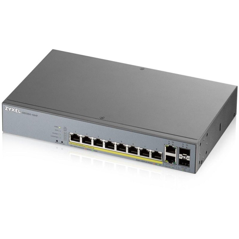 Zyxel GS1350-12HP 12 Port smart managed CCTV PoE switch, long range, 130W, 10x GbE, 2x SFP