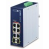 Planet Průmyslový PoE switch, 6x1Gb + 2x1Gb SFP, 4x PoE 802.3bt 90/240W, -40až75°C, dual 48-54VDC, IP30, fanless