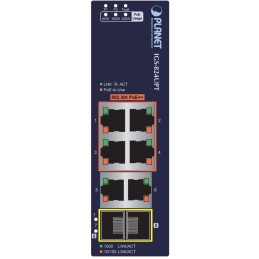 Planet Průmyslový PoE switch, 6x1Gb + 2x1Gb SFP, 4x PoE 802.3bt 90/240W, -40až75°C, dual 48-54VDC, IP30, fanless