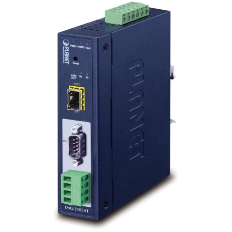 Planet MODBUS průmyslová brána RS-232/422/485 na IP, 1x COM, 100Base-FX SFP, RTU/ACSII, -40až+75°C, 9-48VDC, IP30