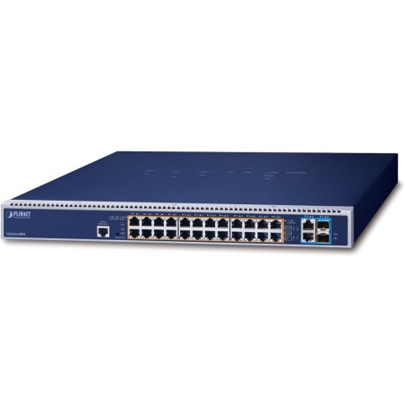 Planet GS-6322-24P4X L3 switch, 24x1Gb, 2x10Gb, 2x10Gb SFP+, 16x PoE 802.3bt 2280W, 2x power-in