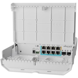MikroTik netPower Lite 7R, 7x GbE PoE in, 1x GbE PoE out, 2x SFP+, SwOS, venkovní