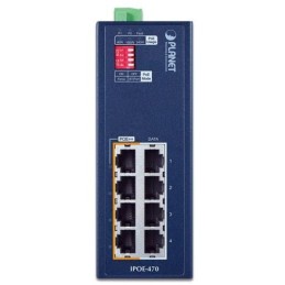 Planet IPOE-470 PoE průmyslový injektor, 8x 1Gb, 4x 802.3bt 95/240W, DIN, IP30, -40~75°C, 48-54VDC
