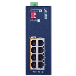 Planet IPOE-470-12V PoE průmyslový injektor, 8x 1Gb, 4x 802.3bt 95/240W, DIN, IP30, -40~75°C, 12-54VDC
