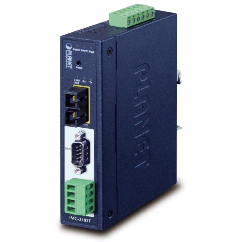 Planet MODBUS průmyslová brána RS-232/422/485 na IP, 1x COM, 100Base-FX SC MM 2km, RTU/ACSII, -40až+75°C, 9-48VDC,IP30
