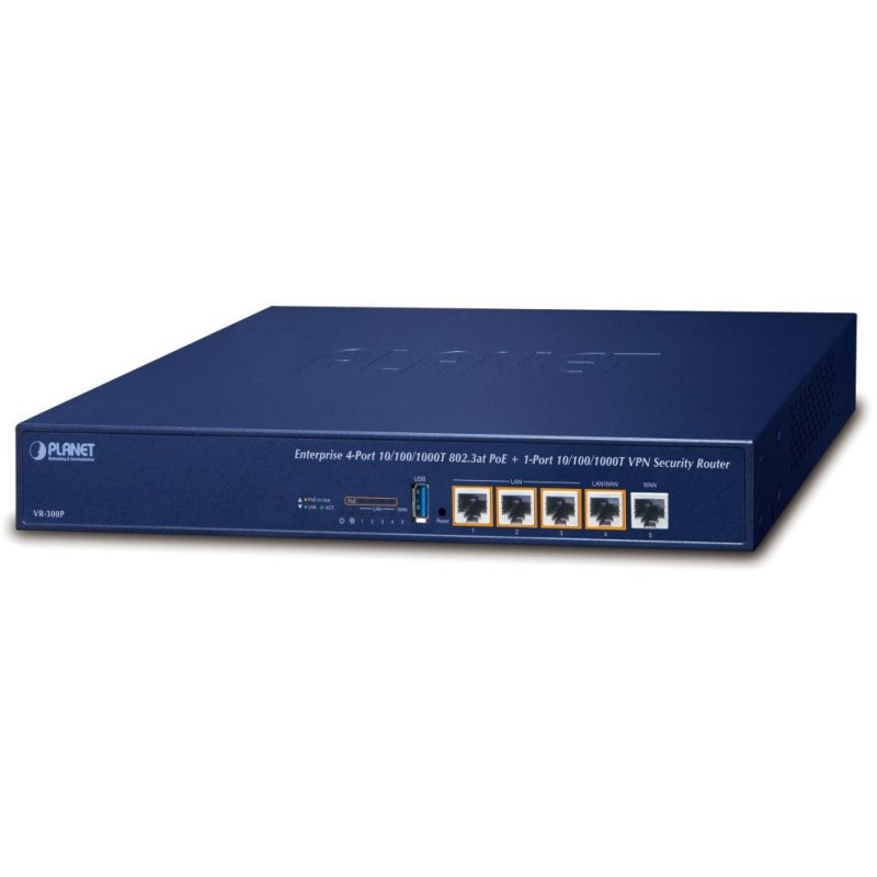 Planet VR-300P Enterprise router/firewall VPN/VLAN/QoS/HA/AP kontroler, 2xWAN(SD-WAN), 3xLAN, 4xPOE 120W