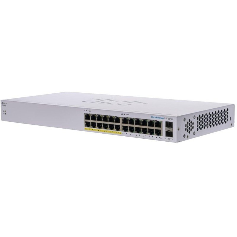 Cisco CBS110-24PP-EU 24-port GE Unmanaged Switch, 12x PoE, 2x 1G SFP Shared