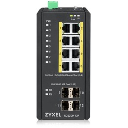 Zyxel RGS200-12P, 12 Port managed PoE Switch, 240 Watt PoE, DIN Rail, IP30, 12-58V DC