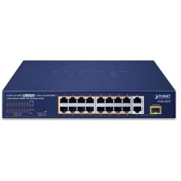 Planet FGSD-1821P PoE switch, 16x100M + 1xGb/SFP, extend mód 10Mb-250m, PoE 802.3at 185W