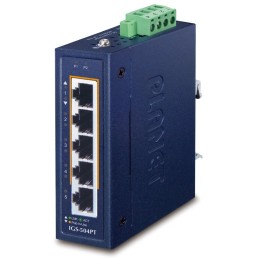 Planet IGS-504PT v3 Průmyslový PoE switch, 5x 1Gb, 4x PoE 802.3at 120W, -40 až +75°C, dual 48-54VDC, IP30, fanless
