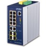 Planet IGS-5225-8P2T4S industrial L3 switch, 8x1Gb, 2x1Gb SFP, 2x2.5Gb SFP, 8x PoE 802.3at 240W, dual 48-54VDC, -40~75°C