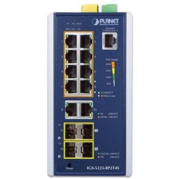 Planet IGS-5225-8P2T4S průmyslový L3 switch, 8x1Gb, 2x1Gb SFP, 2x2.5Gb SFP, 8x PoE 802.3at 240W, dual 48-54VDC, -40~75°C