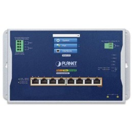 Planet WGS-5225-8UP2SV plochý L3 switch, 8x1Gb, 2x2.5Gb SFP, PoE 95/720W, 48-54VDC, -20~70°C, IP30, fanless, touch LCD