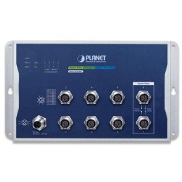 Planet WGS-5225-8MT plochý L3 switch, 8x1Gb M12, 9-48VDC, -40~75°C, IP40, fanless