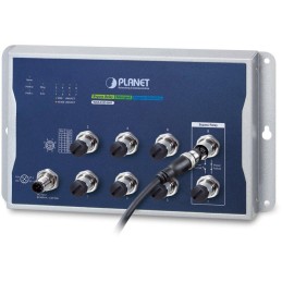 Planet WGS-5225-8MT plochý L3 switch, 8x1Gb M12, 9-48VDC, -40~75°C, IP40, fanless