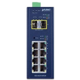 Planet IGS-4215-8T2S průmyslový L2 switch, 8x1Gb, 2x1Gb SFP, dual 9-48VDC, -40~75°C, IP30