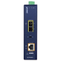 Planet IGTP-802T konvertor RJ45/SC, 1Gbps, PoE injektor 802.3at, -40 až 75 st.C, IP30, ESD 12-48 V DC