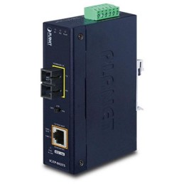Planet IGTP-802TS konvertor RJ45/SC, 1Gbps, PoE injektor 802.3at, -40 až 75 st.C, IP30, SM s SC, 12-48VDC