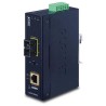 Konwerter RJ45/SC Planet IGTP-802TS, 1Gbps, wtryskiwacz PoE 802.3at, od -40 do 75°C, IP30, SM z SC, 12-48VDC