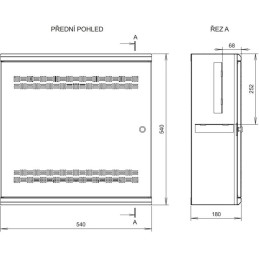 Solarix rozvaděč LC-18 LITE s lištami 3U a 4U, 540x540x180mm, šedý RAL7035