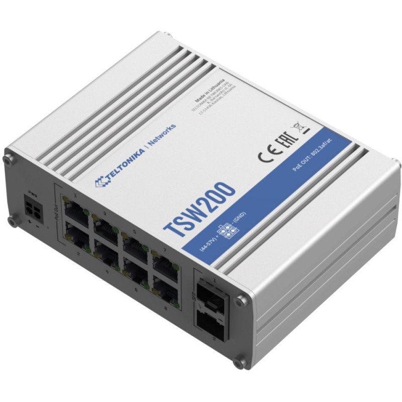 Teltonika průmyslový nemanažovaný PoE switch TSW200 8x 802.3af/at