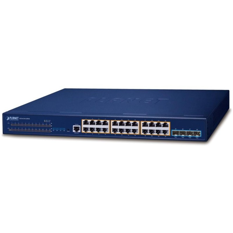 Planet SGS-6310-24P4X L3 switch, 24x1Gb, 4x10Gb SFP+, 24x PoE 802.3at 370W, HW/IP stack, VSF/Cluster