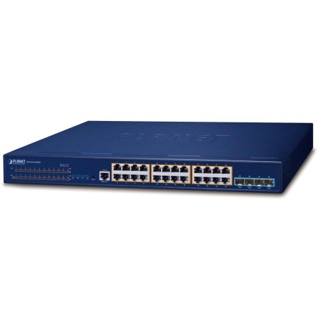 Planet SGS-6310-24P4X L3 switch, 24x1Gb, 4x10Gb SFP+, 24x PoE 802.3at 370W, HW/IP stack, VSF/Cluster