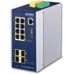 Planet IGS-5225-8P4S-12V průmyslový L3 switch, 8x1Gb, 2x1Gb SFP, 2x2.5Gb SFP, 8x PoE 802.3at 240W, 12-54VDC, -40~75°C