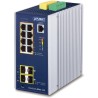 Planet IGS-5225-8P4S-12V industrial L3 switch, 8x1Gb, 2x1Gb SFP, 2x2.5Gb SFP, 8x PoE 802.3at 240W, 12-54VDC, -40~75°C