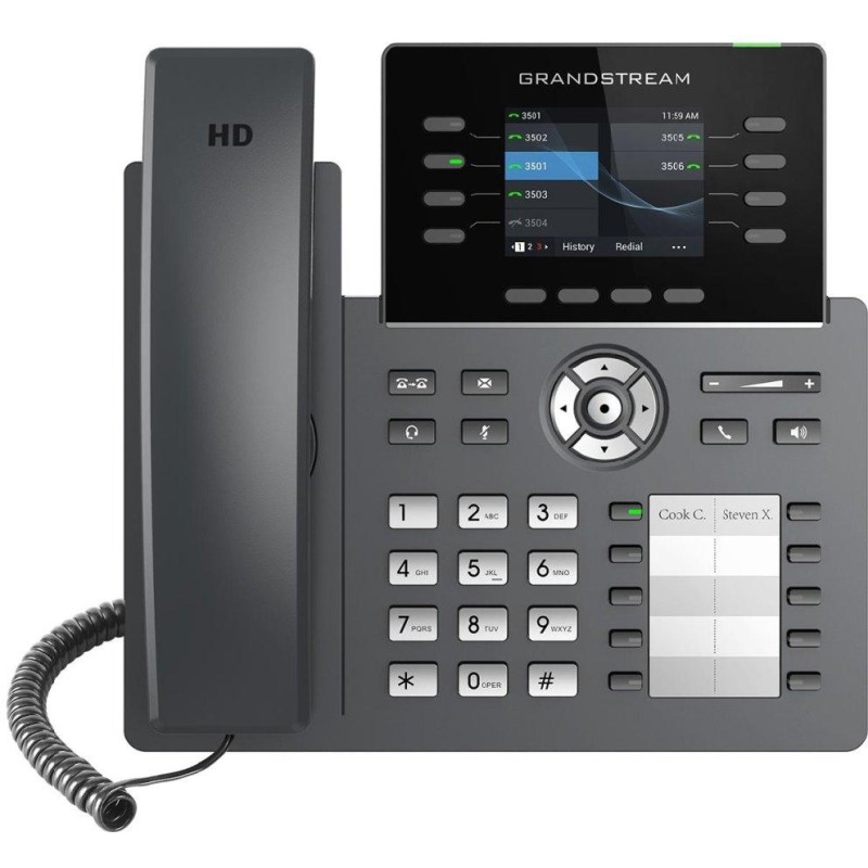 Grandstream GRP2634/ VoIP telefon/ 2,8" barevný display/ 4x SIP/ 2x LAN/ 1x USB/ PoE/ WiFi/ BT/ GDMS