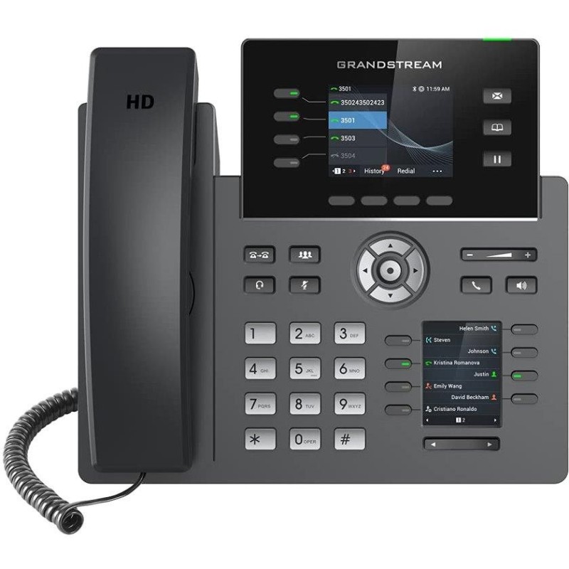 Grandstream GRP2614 VoIP telefon, 4x SIP, barevný 2,8" displej, 2x Gbps RJ45, PoE, WiFi, BT,