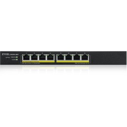 ZyXEL GS1915-8EP, 8-port GbE PoE Smart hybrid mode Switch, standalone or NebulaFlex Cloud, 60W 802.3at, desktop, fanless