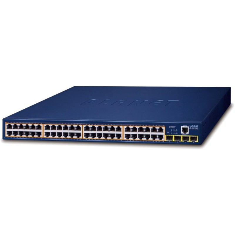 Planet GS-4210-48P4S L2 switch, 48x1Gb, 4x1Gb SFP, 48x PoE 802.3at 600W, QoS