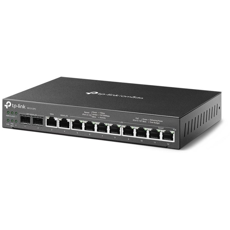 TP-Link ER7212PC Omada Gigabit VPN Router, 8x PoE+, 2x Gbit SFP, 1x Gbit WAN + 1x Gbit LAN/WAN, 8x Gbit LAN, 110W