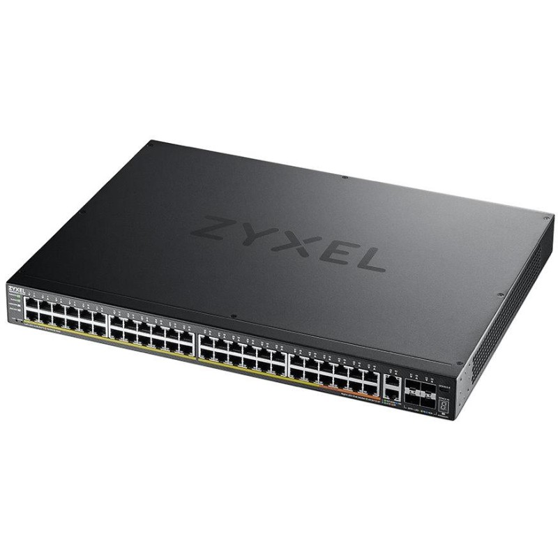 ZyXEL XGS2220-54HP, L3 Access Switch, 600W PoE, 40xPoE+/10xPoE++, 48x1G RJ45 2x10mG RJ45, 4x10G SFP+ Uplink, incl. 1 yr