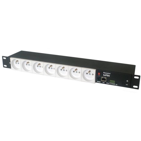 TINYCONTROL rackový distribuční modul síťového napájení 7port, měření spotřeby, MQTT, 1wire a I2C, 2 digitální vstupy