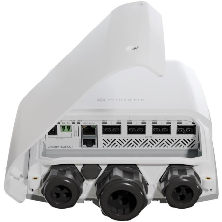 Mikrotik Cloud Switch CRS504-4XQ-OUT, 650 MHz CPU, 128 MB RAM, 1x LAN, 4x QSFP28, 2x PSU, L5, outdoor