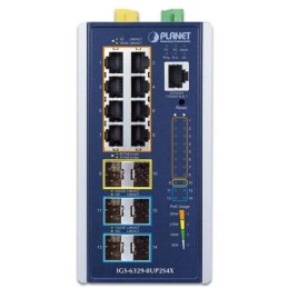 Planet IGS-6329-8UP2S4X průmyslový L3 switch, 8x1Gb, 2x2.5Gb SFP, 4x10Gb SFP+, PoE 802.3bt 360W, 48-54VDC, -40~75°C