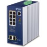 Planet IGS-4215-4UP4T2S industrial L2 switch, 8x1Gb, 2x1Gb SFP, 4x PoE 802.3bt 240W, 48-54VDC, -40~75°C, IP30