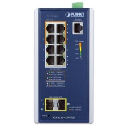 Planet IGS-4215-4UP4T2S průmyslový L2 switch, 8x1Gb, 2x1Gb SFP, 4x PoE 802.3bt 240W, 48-54VDC, -40~75°C, IP30